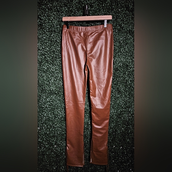 Brown Faux Leather Pants - Picture 3 of 3